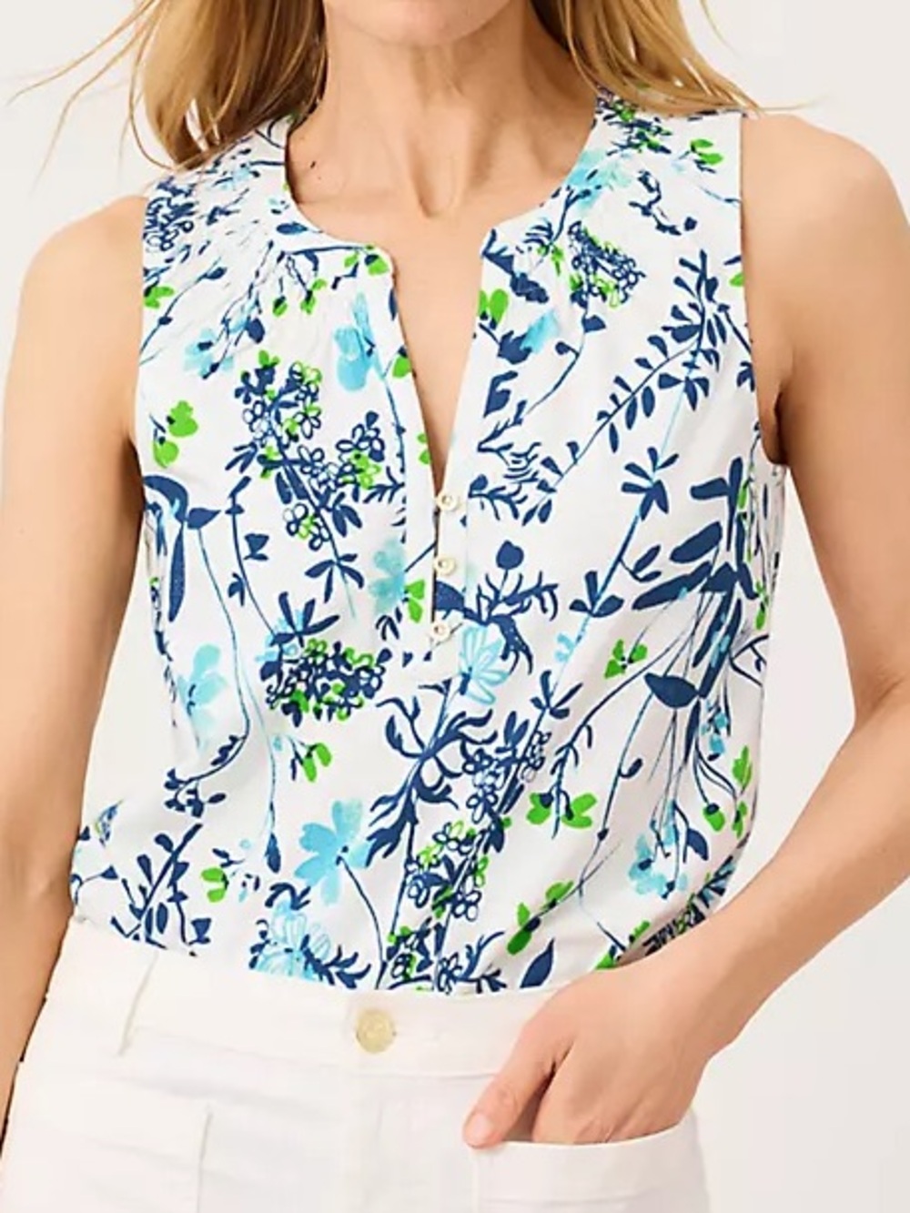 NWT Lilly Pulitzer Essie Sleeveless Knit Top in Resort White Sea Blooms